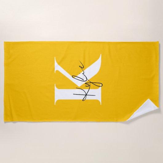 Moderner, lebendiger Personalisierter Monogramm-Na Strandtuch (Vorderseite)