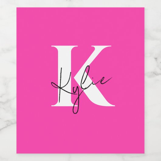 Moderner, lebendiger Personalisierter Monogramm-Na Weinetikett (Einzelnes Label)