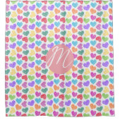 Moderner, lebendiger Regenbogen Doodle Hearts Mit  Duschvorhang (Vorderseite)