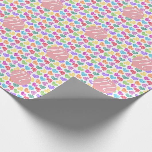 Moderner, lebendiger Regenbogen Doodle Hearts Mit  Geschenkpapier (Ecke)