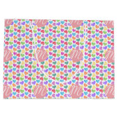 Moderner, lebendiger Regenbogen Doodle Hearts Mit  Große Geschenktüte (Rückseite)