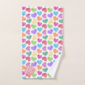 Moderner, lebendiger Regenbogen Doodle Hearts Mit Handtuch (Handtuch)