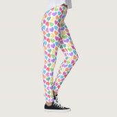 Moderner, lebendiger Regenbogen Doodle Hearts Mit Leggings (Rechts)
