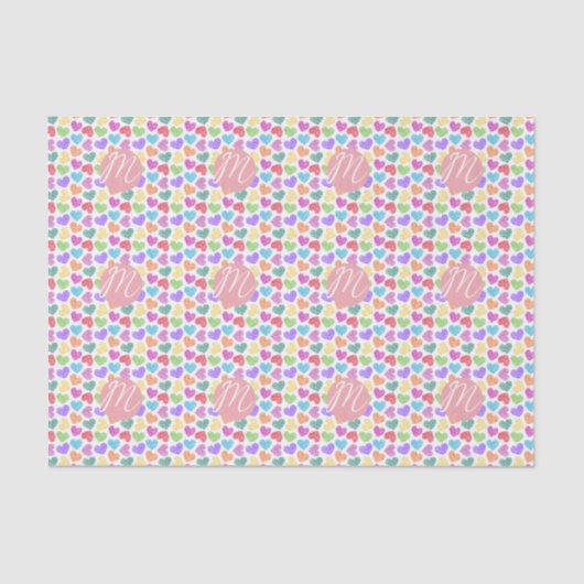 Moderner, lebendiger Regenbogen Doodle Hearts Mit  Seidenpapier (Vorderseite)