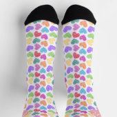 Moderner, lebendiger Regenbogen Doodle Hearts Mit Socken (Oben)
