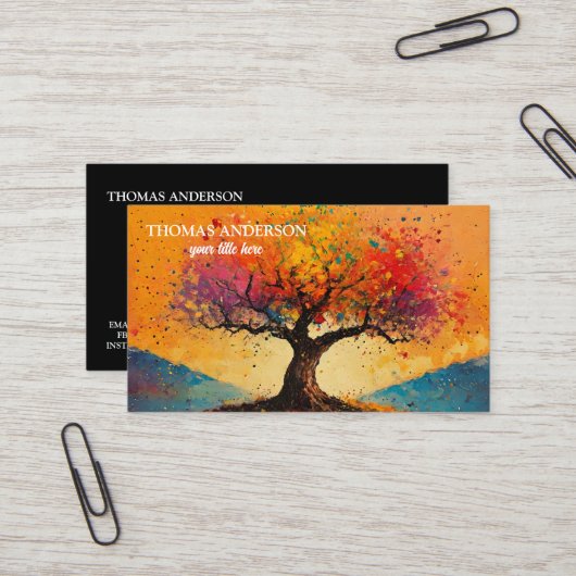 Moderner Lebensbaum Wellness Life Coach Visitenkarte (Vorderseite/Rückseite Beispiel)