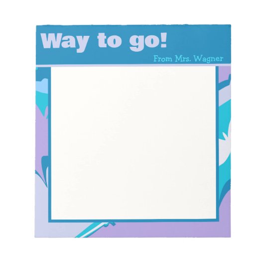 Moderner Lehrer Blau Lila gestrichen Moderne Notizblock (Vorderseite)