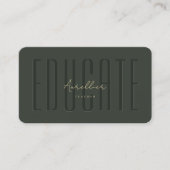 Moderner Lehrer Professor Monogram Dark Green Gold Visitenkarte (Vorderseite)