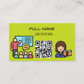Moderner Lehrer-QR-Code Limettengrün Schule Visitenkarte (Rückseite)