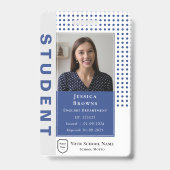 Moderner Lehrer/Student Deep Blue Foto University Ausweis (Vorderseite)