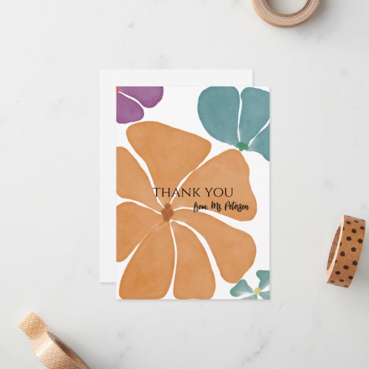 Moderner Lehrername Dankeschön Karten (Vorderseite/Rückseite Beispiel)