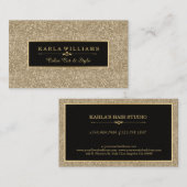 Moderner leichter Gold Glitzer Textur Schwarz Akze Visitenkarte (Vorne/Hinten)