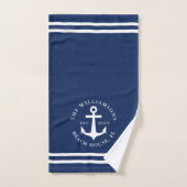 Moderner leichter Navy Blue White Nautical Anchor Badhandtuch Set (Handtuch)