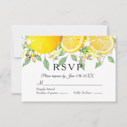 Moderner Lemon Boho Summer Wedding RSVP (Vorderseite)