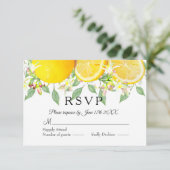 Moderner Lemon Boho Summer Wedding RSVP Karte (Stehend Vorderseite)