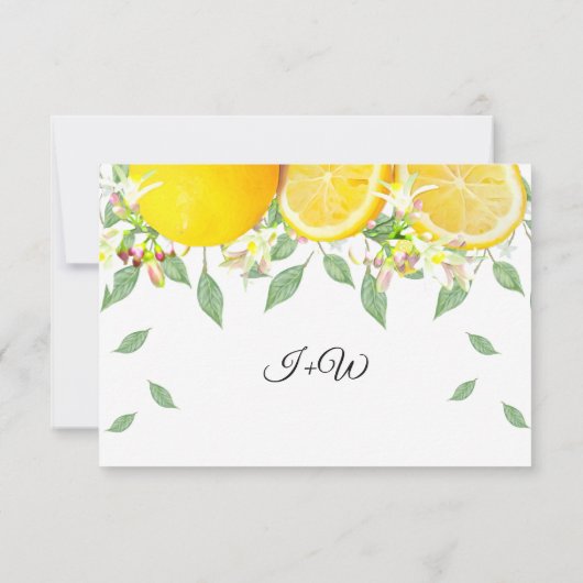 Moderner Lemon Boho Summer Wedding RSVP Karte (Rückseite)
