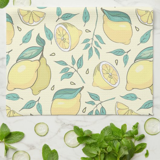 Moderner Lemon Citrus Sommer gelb Personalisiert A Geschirrtuch (Gefaltet)