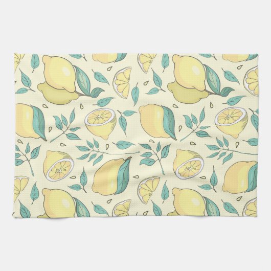 Moderner Lemon Citrus Sommer gelb Personalisiert A Geschirrtuch (Horizontal)