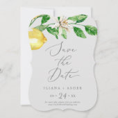 Moderner Lemon Garden | Graue Hochzeit Save The Date (Vorderseite)