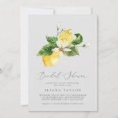 Moderner Lemon Garden | Graues Brautparty Einladung (Vorderseite)