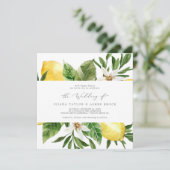 Moderner Lemon Garden Square Einladung zur Hochzei (Stehend Vorderseite)