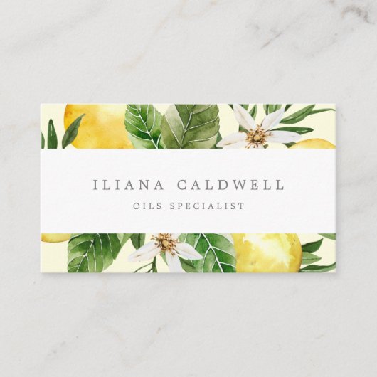Moderner Lemon Garden | Yellow Business Card Visitenkarte (Vorderseite)