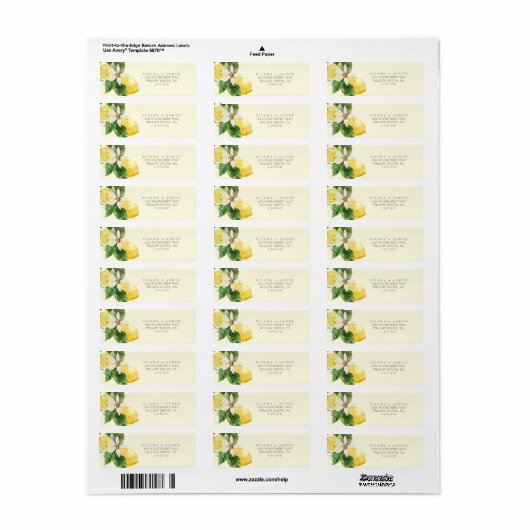 Moderner Lemon Garden | Yellow Return Address Labe (Vorne)