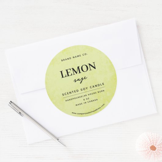 Moderner Lemon Gelb Rustikal Runder Aufkleber (Umschlag)