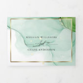 Moderner Lemon Gelbgrüner Abstrakter Tinte Dreifach Gefaltete Einladung (Cover)