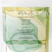 Moderner Lemon Gelbgrüner Abstrakter Tinte Dreifach Gefaltete Einladung (Innen Erste Seite)