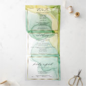 Moderner Lemon Gelbgrüner Abstrakter Tinte Dreifach Gefaltete Einladung (Innenseite)