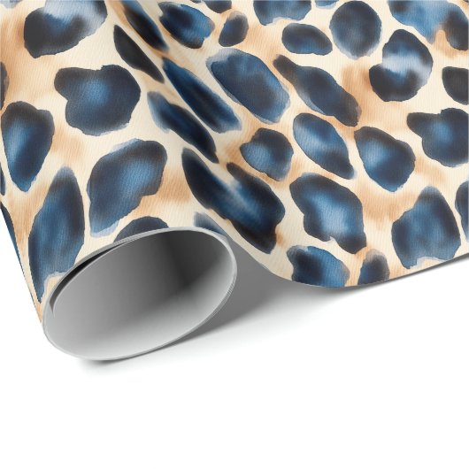 Moderner Leopard Design Wasserfarbenstil Geschenkpapier (Rolleneckpunkt)