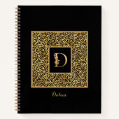 Moderner Leopard Gold Personal Monogram Letter D Notizblock (Vorderseite)