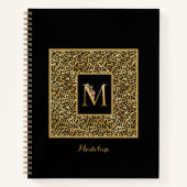 Moderner Leopard Gold Personal Monogram Letter M Notizblock (Vorderseite)