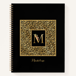 Moderner Leopard Gold Personal Monogram Letter M Notizblock
