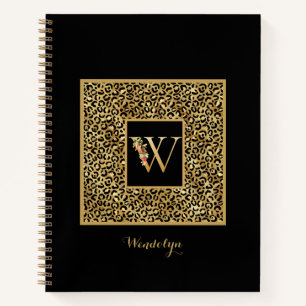 Moderner Leopard Gold Personal Monogram Letter W Notizblock