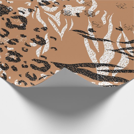Moderner Leopard. Muster. Hintergrund. Wildnis. Geschenkpapier (Ecke)