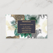 Moderner Leopard und tropischer Blätterentwurf Visitenkarte (Rückseite)