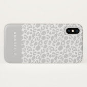 Moderner Leopardendruck in Hellgrau und Weiß Case-Mate iPhone Hülle (Rückseite (Horizontal))