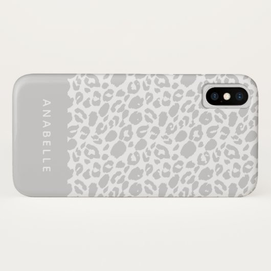 Moderner Leopardendruck in Hellgrau und Weiß Case-Mate iPhone Hülle (Rückseite (Horizontal))