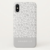 Moderner Leopardendruck in Hellgrau und Weiß Case-Mate iPhone Hülle (Rückseite)