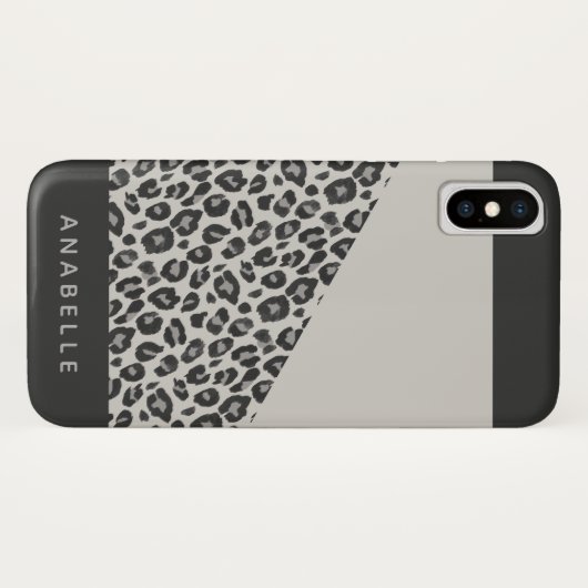 Moderner Leopardendruck in Schwarz/Weiß Case-Mate iPhone Hülle (Rückseite (Horizontal))