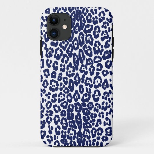 Moderner Leopardendruck in Weiß und Marineblau Case-Mate iPhone Hülle (Rückseite)