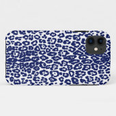 Moderner Leopardendruck in Weiß und Marineblau Case-Mate iPhone Hülle (Rückseite (Horizontal))