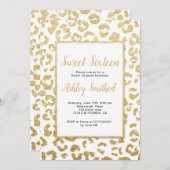 Moderner Leopardmuster-ImitatgoldGlitter Bonbon 16 Einladung (Vorne/Hinten)