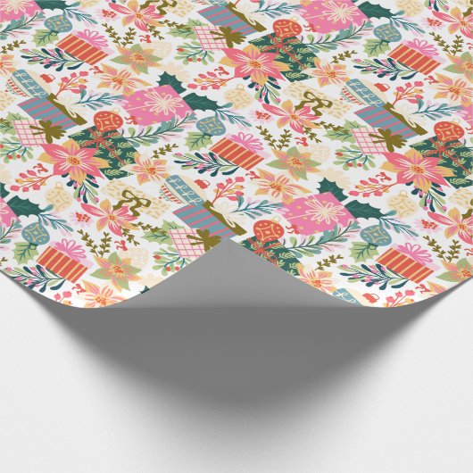 Moderner, leuchtend Retro-farbener Weihnachtsurlau Geschenkpapier (Ecke)