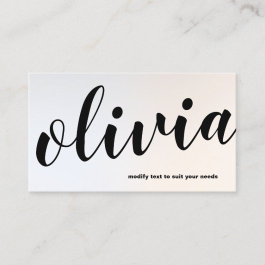 Moderner, leuchtend silberfarbener kalligrafischer visitenkarte (Vorderseite)