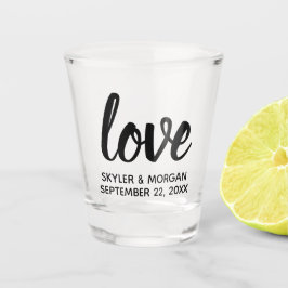 Moderner Liebe-Skriptchic-personalisierte Hochzeit Schnapsglas