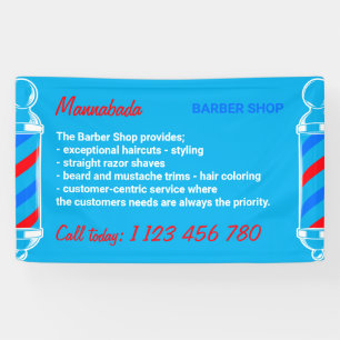 Moderner Lieferdienst für blaue Pfosten für Barber Banner