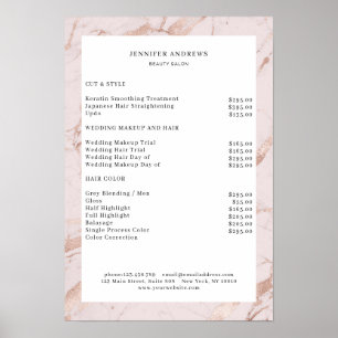 Moderner Lightpink-Kupfer-Preisliste-Poster Poster